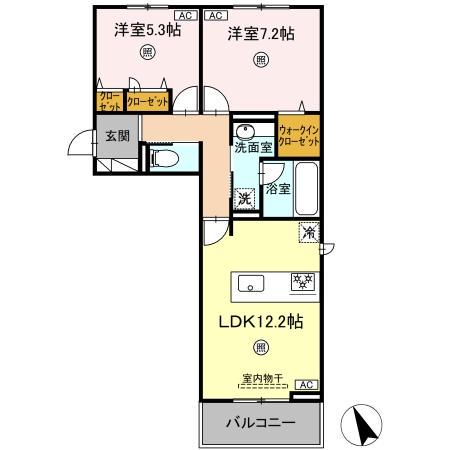 プレステージIV(2LDK/3階)の間取り写真