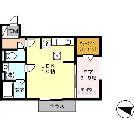 プラスラミチエ朽網(1LDK/1階)の間取り写真