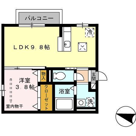 プラスラミチエ朽網(1LDK/1階)の間取り写真