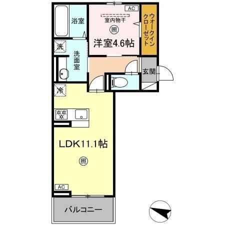 MER行事 A棟(1LDK/3階)の間取り写真