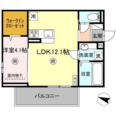 MER行事 B棟(1LDK/2階)の間取り写真