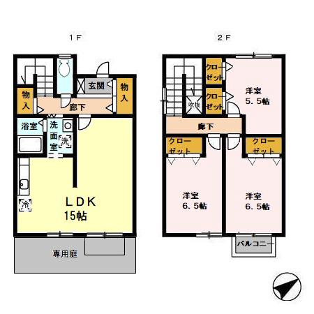 ユニフレックス門司　Ａ(3LDK)の間取り写真