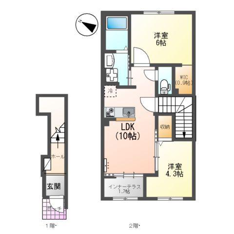 南方1丁目工事(2LDK/2階)の間取り写真
