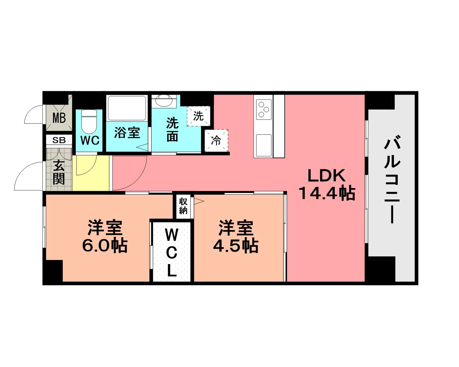 フローリィ279(2LDK/1階)の間取り写真