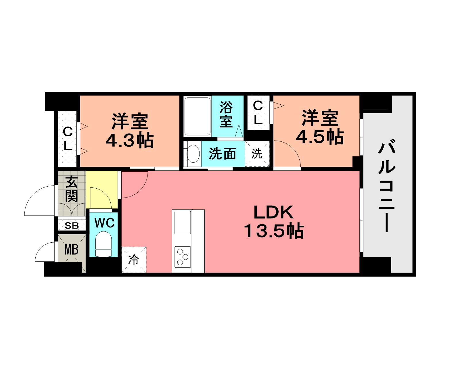 フローリィ279(2LDK/3階)の間取り写真