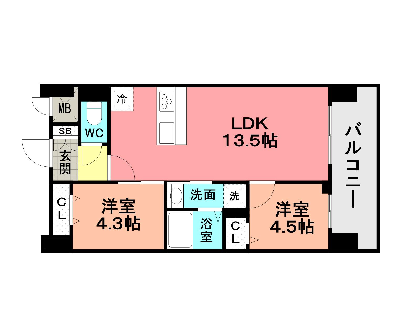フローリィ279(2LDK/6階)の間取り写真