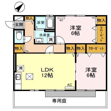 レジデンス星ヶ丘(2LDK/1階)の間取り写真