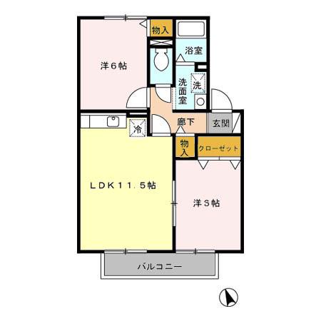 グリーンルーチェ(2LDK/2階)の間取り写真