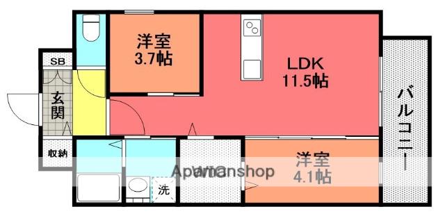 インクレイス門司(2LDK/5階)の間取り写真