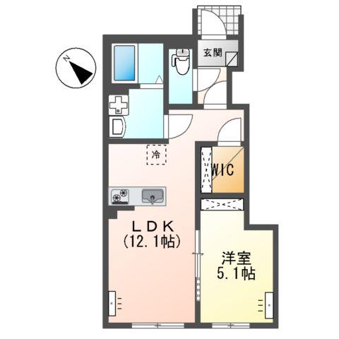 南区下石田2丁目アパート A棟(1LDK/1階)の間取り写真