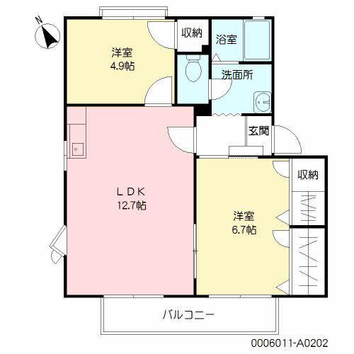 フレグランス常磐A棟(2LDK/2階)の間取り写真
