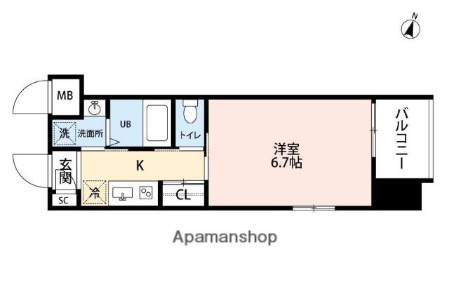 アミュゼ城野(1K/7階)の間取り写真