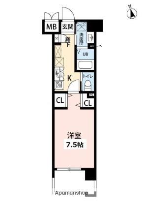 ウイングス西本町(1K/10階)の間取り写真