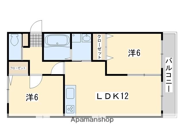 レトア木屋瀬Ⅱ(2LDK/1階)の間取り写真