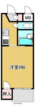 シャトレ足原(1K/1階)の間取り写真
