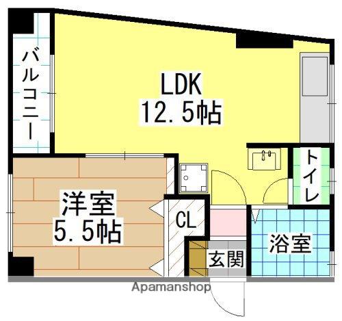 中津口小住ビル(1LDK/3階)の間取り写真