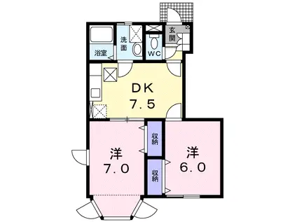 M・ドミール(2DK/1階)の間取り写真
