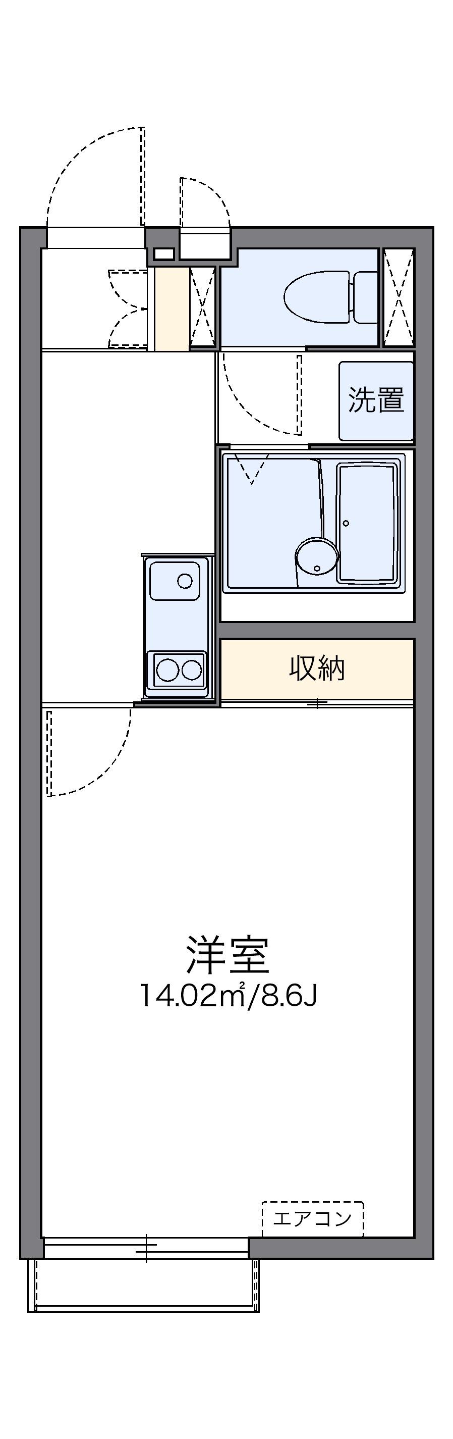 レオネクストひまわりⅠ(1K/1階)の間取り写真