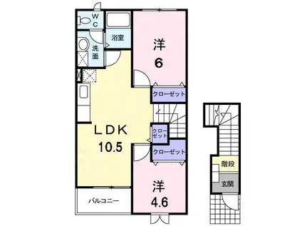 フィオーレK B(2LDK/2階)の間取り写真