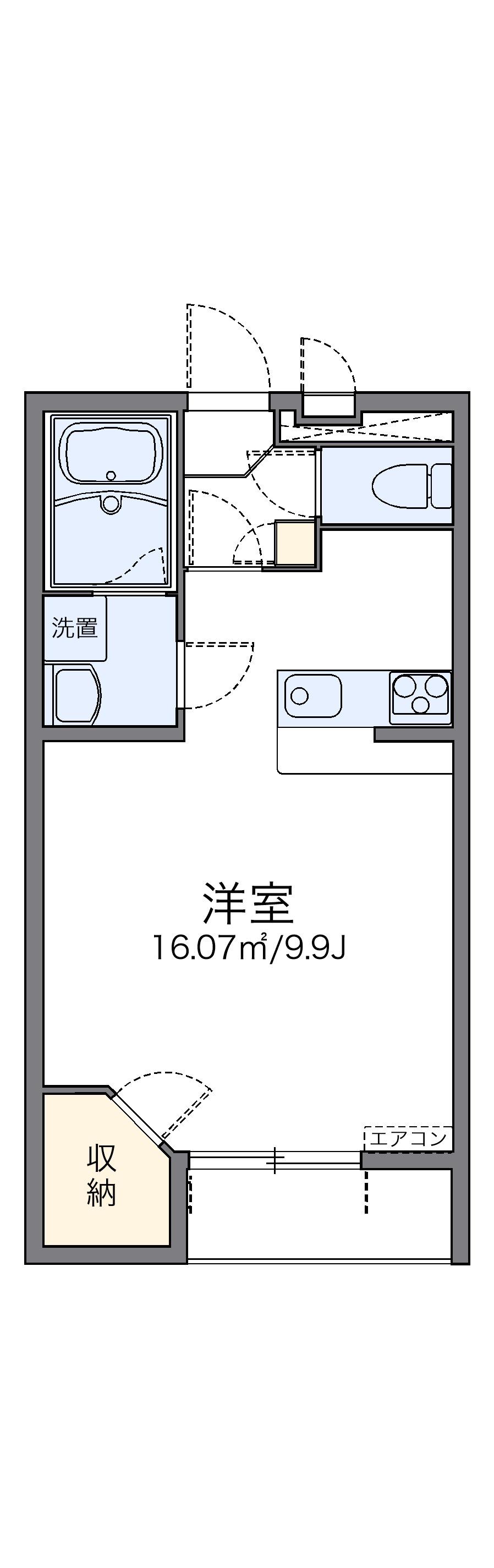 レオネクスト夢咲(1K/1階)の間取り写真
