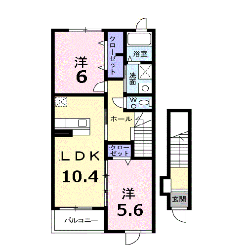 エレガンシア新郷Ⅱ(2LDK/2階)の間取り写真