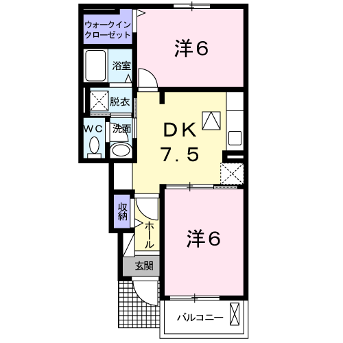 エム・ソレイユⅡ(2DK/1階)の間取り写真