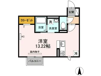 メゾン プレド パルク RYUNA(ワンルーム/2階)の間取り写真