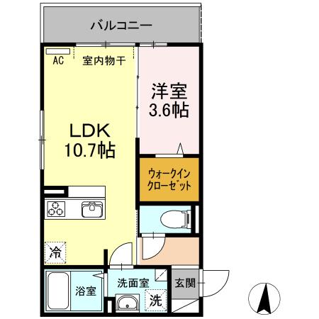 ラ・カーサミーアⅡ(1LDK/3階)の間取り写真
