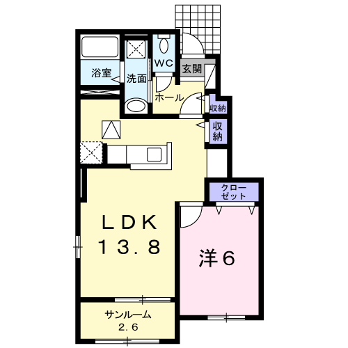 イーストコート Ⅱ(1LDK/1階)の間取り写真