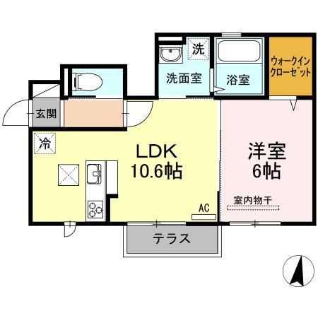 プレミア西田代(1LDK/1階)の間取り写真