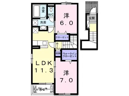 サンシャインマキ E(2LDK/2階)の間取り写真