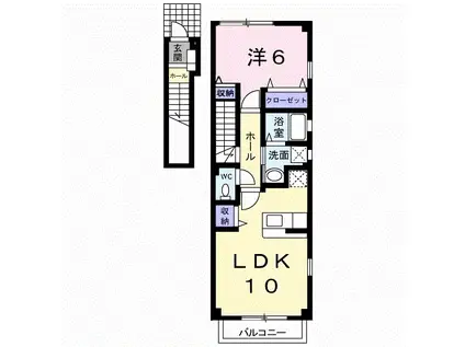 ローレルツインB(1LDK/2階)の間取り写真