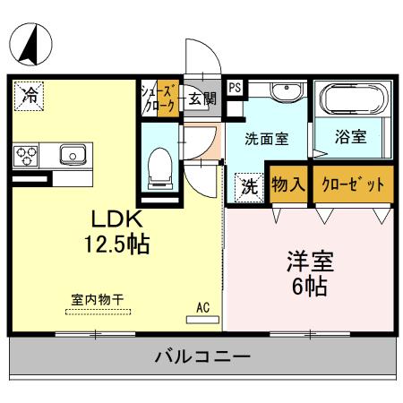 SAKURAⅡ(1LDK/2階)の間取り写真
