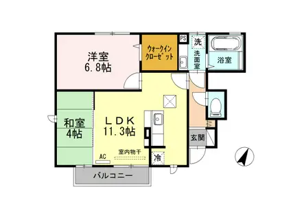 ドエル古賀Ⅱ(2LDK/1階)の間取り写真