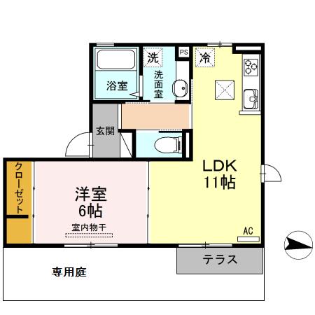 セジュール松泉Ⅱ(1LDK/1階)の間取り写真