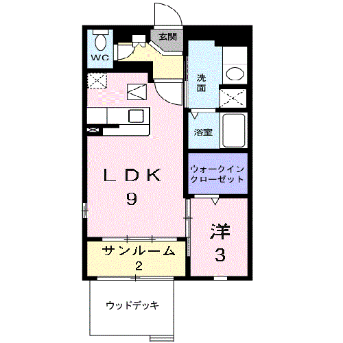 リバ・シティ夢咲Ⅲ(1LDK/1階)の間取り写真