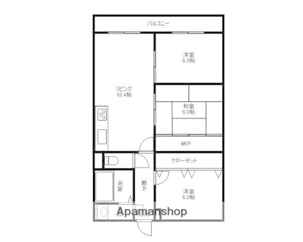 フローラル南部(3LDK/1階)の間取り写真