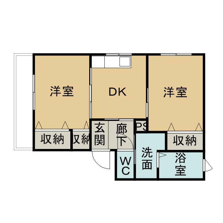 ソレイユ花園(2K/2階)の間取り写真