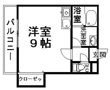 トーヨーリーセントサセボ(ワンルーム/2階)の間取り写真