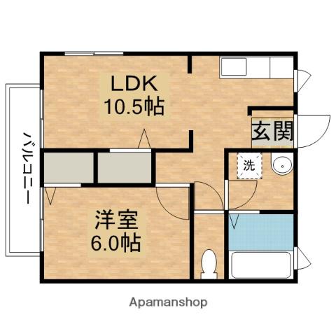 プラム須田尾(1LDK/2階)の間取り写真