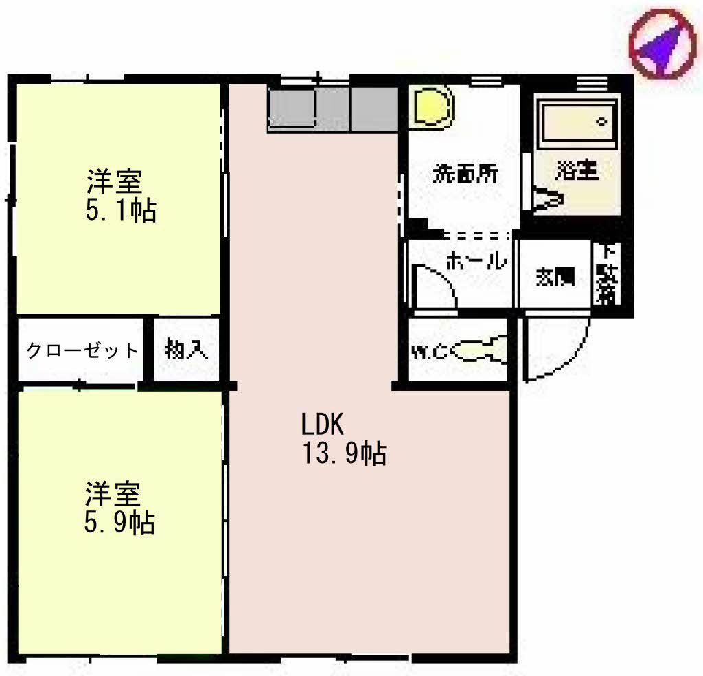 カーサディアス(2LDK/1階)の間取り写真