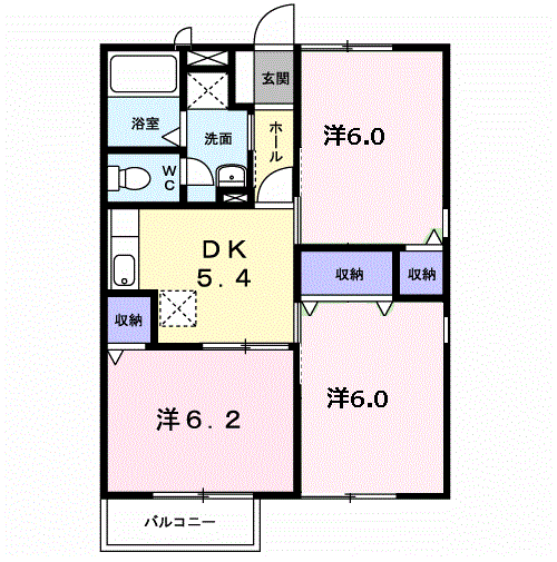 サニ-ハイツふじA(3DK/2階)の間取り写真