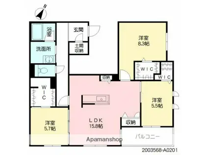 PICCOLA CASA(3LDK/2階)の間取り写真