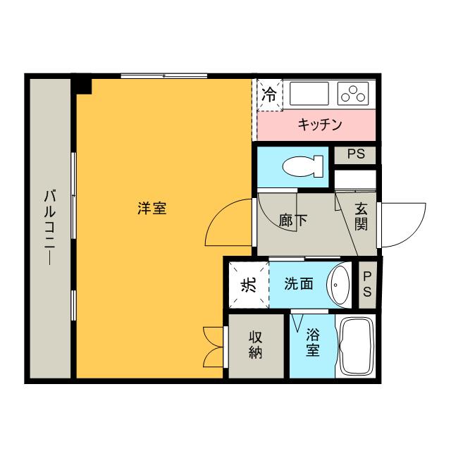 シーローズ(ワンルーム/3階)の間取り写真