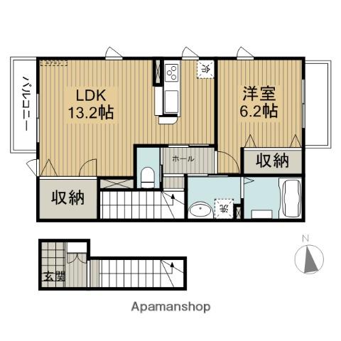 クラングⅠ(1LDK/2階)の間取り写真
