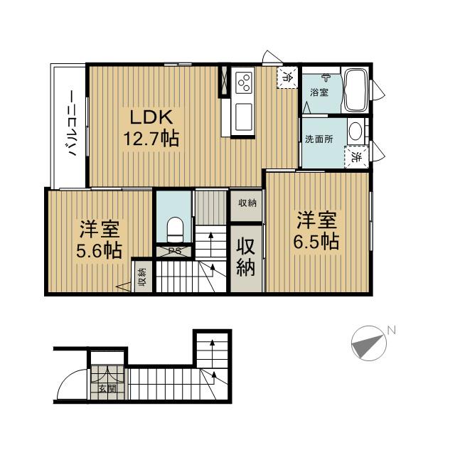 サティスビータ(2LDK/2階)の間取り写真
