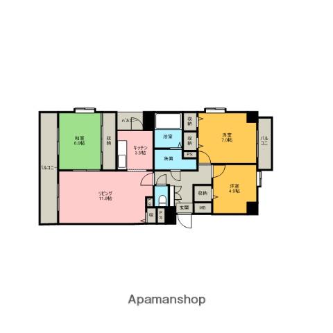 ビバシティ相生(3LDK/12階)の間取り写真