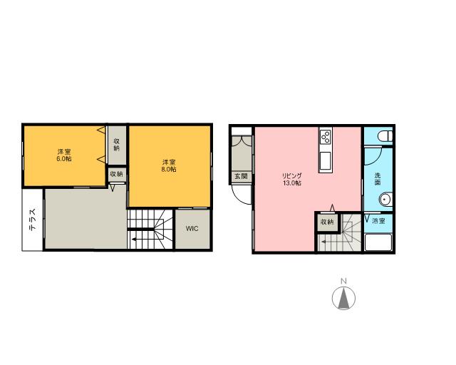 パルモ花みづきE(2SLDK/1階)の間取り写真