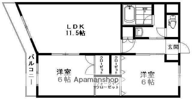 フレスコブリーザァ(2LDK/4階)の間取り写真