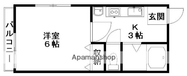 ムラタハイツ潮見(1K/1階)の間取り写真